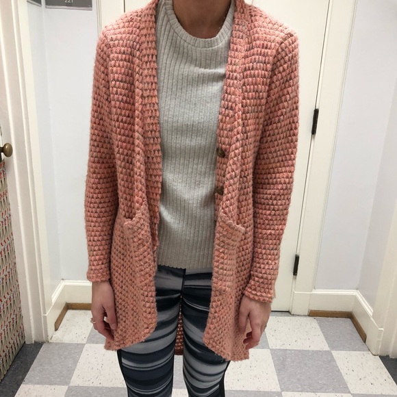 Sweaters - Woven Pink Cardigan